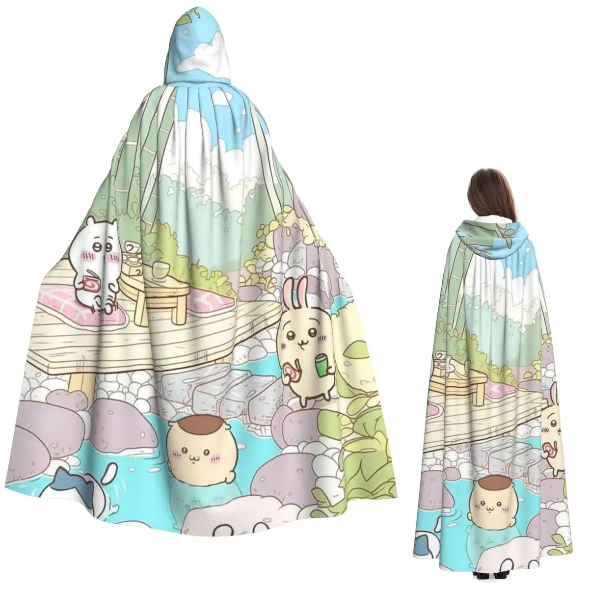 

C-Chiikawas длинный плащ с капюшоном ведьма средневековый костюм накидка для косплея Хэллоуин вампир для взрослых унисекс