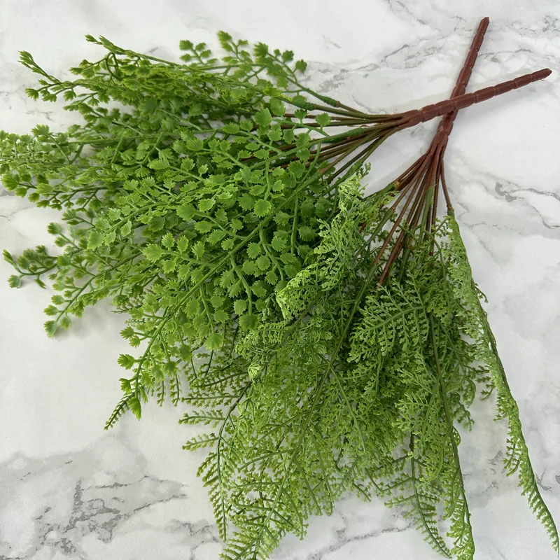 19 Zoll künstliche Farnblatt-Grünpflanze aus Kunststoff, dekorative Blumen für Zuhause, Garten, Büro, Display-Dekoration