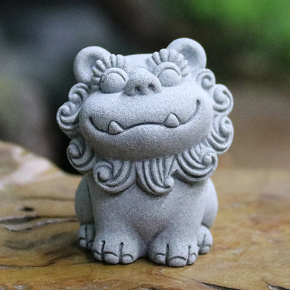 

2Pcs Handcrafted Lion Statue Decoration for Home Office Garden Fish Tank Table Top Chinese Culture Decorative Sculpture