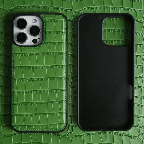 Premium Crocodile Pattern Genuine Leather Case For iPhone 16 Pro Max 15 14 13 12 11 XR Cowhide Back Cover Shell Protective Capa