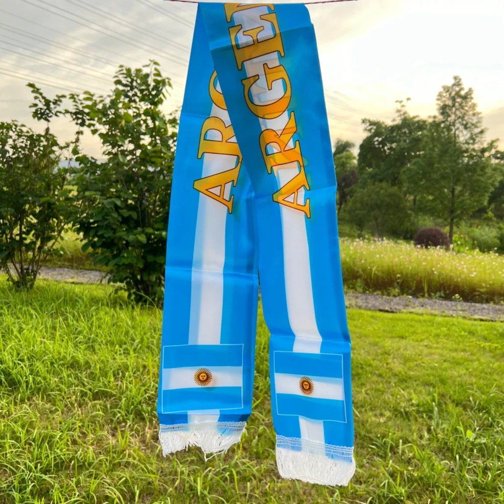 Argentina scarf 14*130cm Argentina flag Custom Scarf football team Scarf Printing Satin Argentina banner