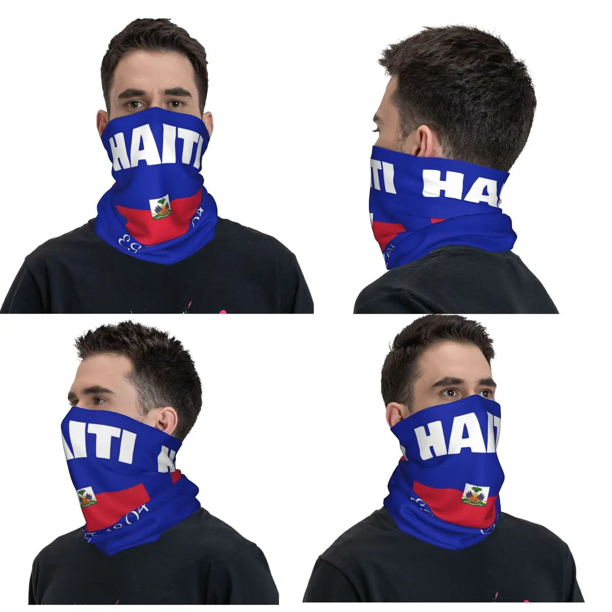 Haiti EST. 1804 Independence Haitian Flag Bandana Neck Cover Printed Face Scarf Warm Headwear For Men Women Adult Washable