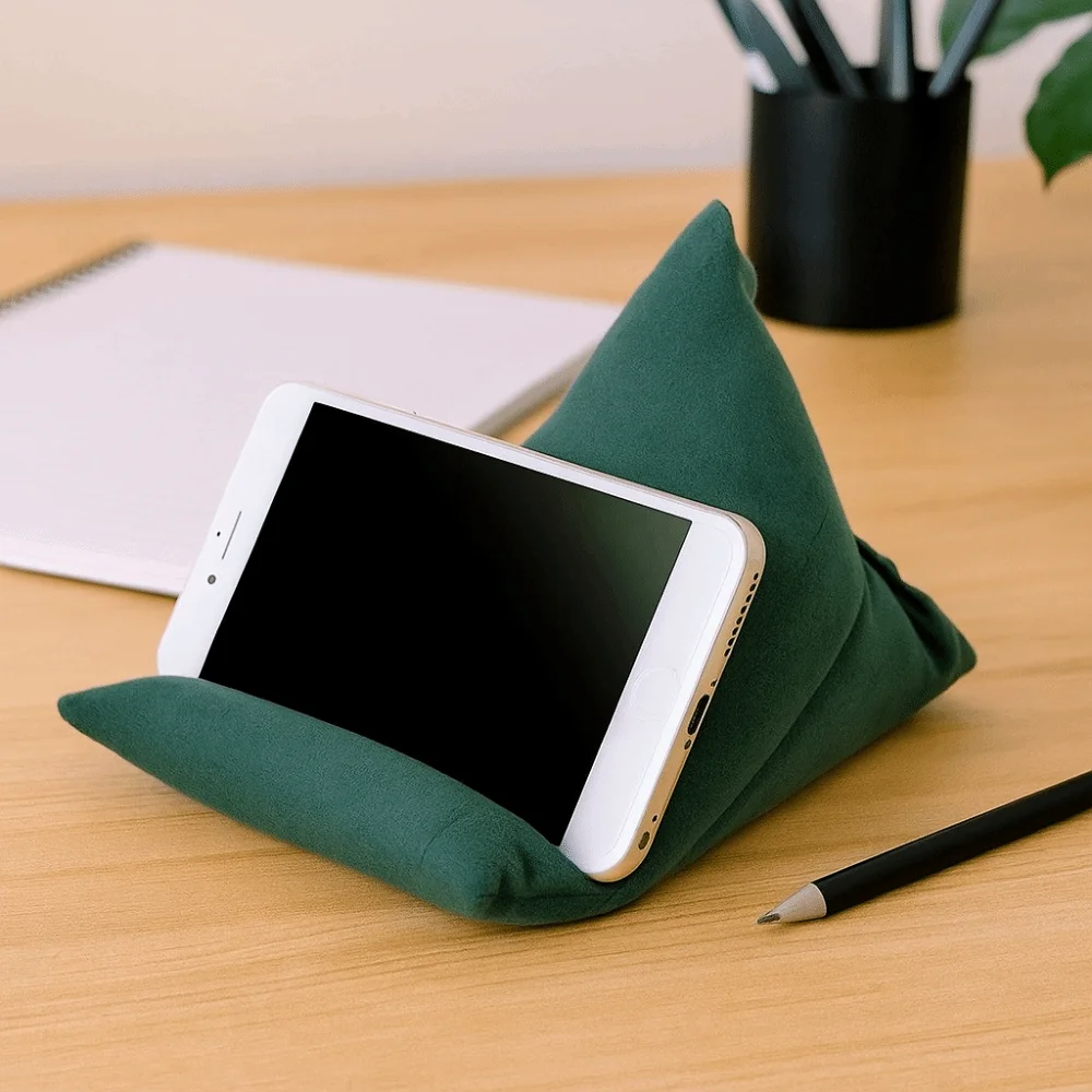 

Velvet Pillows Mobile Phone Holder Multi-functional Skin Friendly Triangle Phone Stand Cushion Portable Soft Fabric Phone Rack