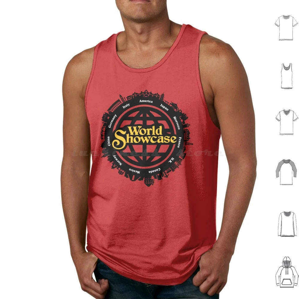 World Showcase Lagoon Tour Tank Tops Print Baumwolle World Showcase Drink Around Deutschland Italien Amerika Japan Marokko Frankreich Großbritannien