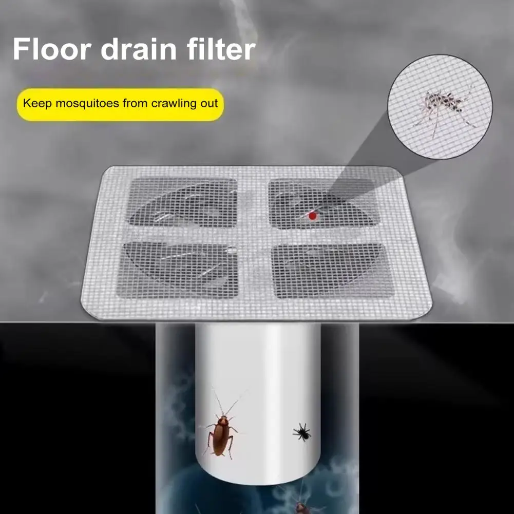 100Pcs Drainage Stickers Disposable Mesh Floor Drain Prevent Clogs Mesh Hair Catcher Drain Cover Stickers with Adhesive Backing