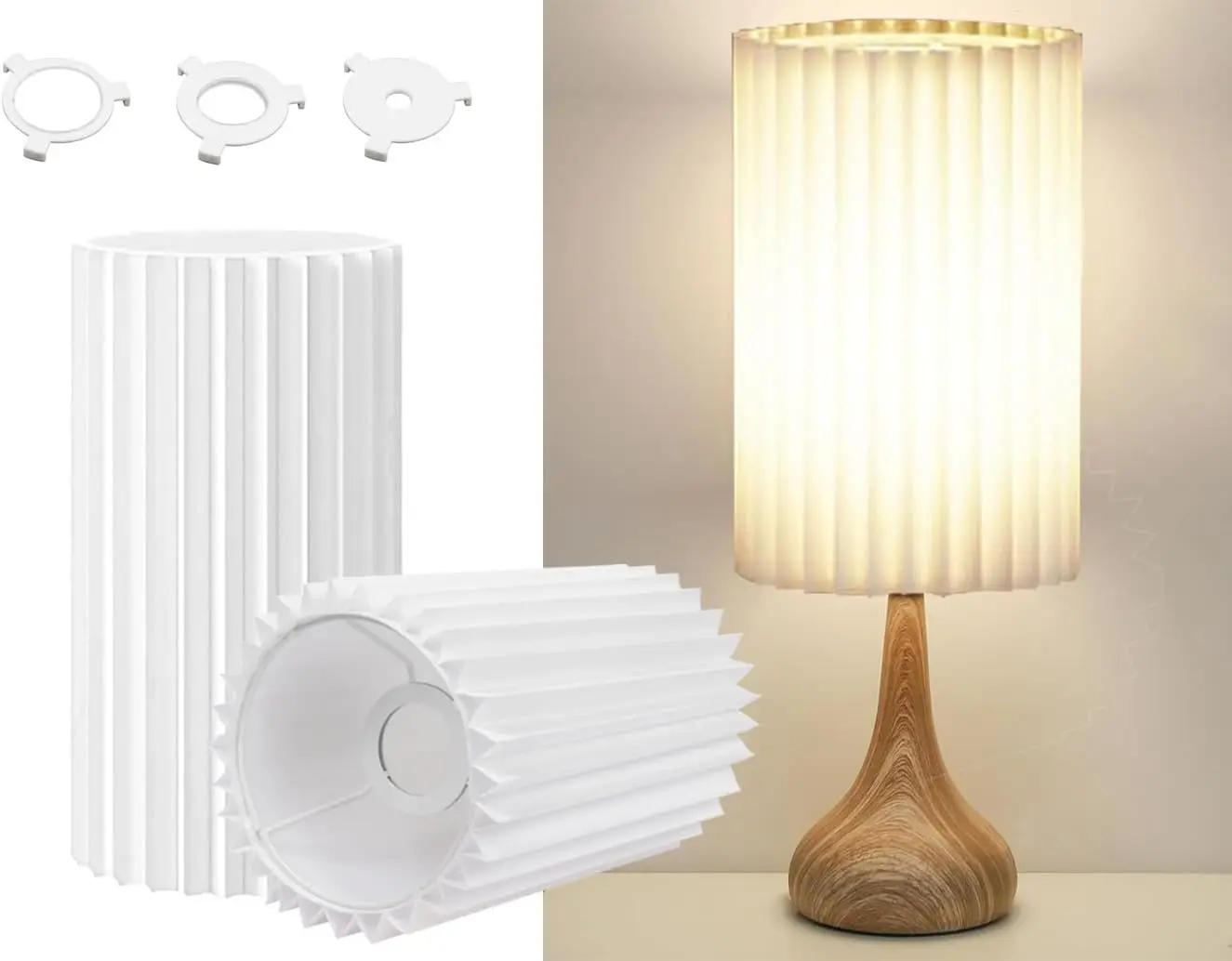 Small Lamp Shades Set of 2 for Table Floor Lamps, 9.8x6.1x6.1 Drum Lamp Shades, Pleated Lamp Shade, Linen Round Lamps