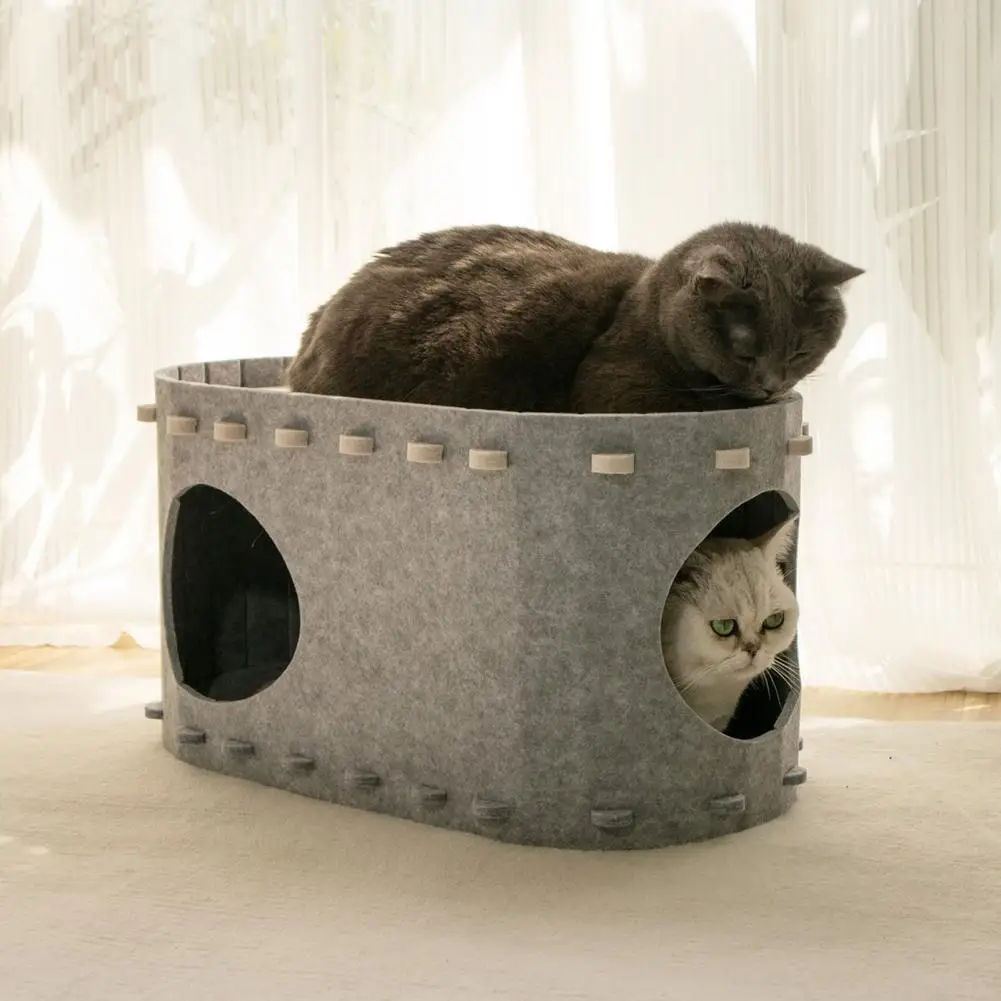 Escape relajante para gatos, cueva para gatos de verano, camas para aliviar el estrés, casa resistente de doble capa para gatos de interior, hasta 22 libras