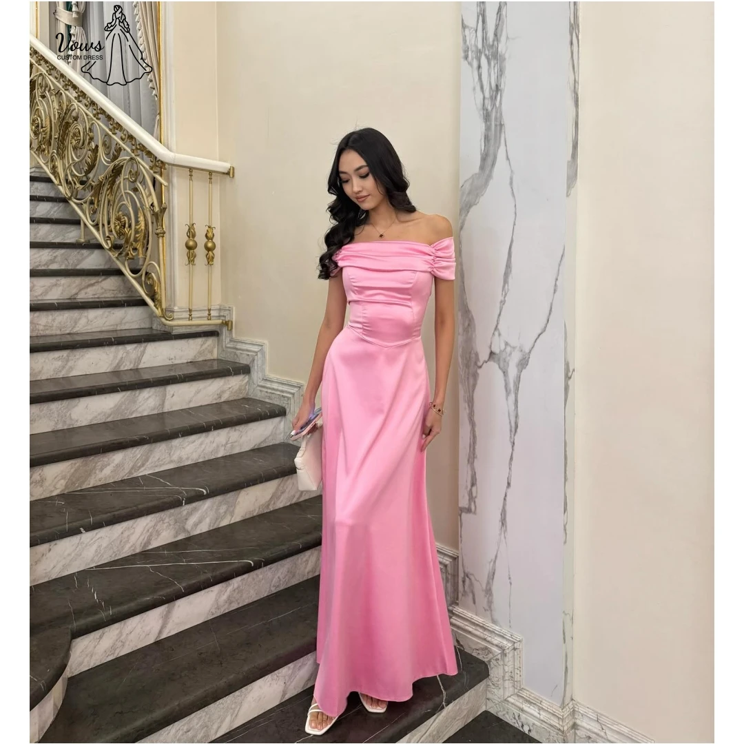 

Vows платья для выпускного вечера на заказ 2024, роскошное вечернее платье, свадебная карточка для гостей, линия плеч, розовые атласные элегантные коктейльные платья