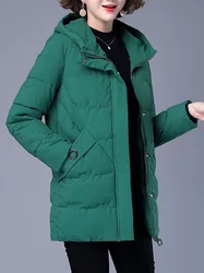 2022 New Women Winter Jacket Long Warm Parkas Female Coat Thicken Cotton Padded Jacket Hooded Loose Women's Clothes Basic Tops