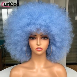 Siyah kadınlar için Afro peruk kısa kıvırcık Afro Kinky peruk yumuşak sentetik doğal görünümlü cadılar bayramı partisi noel Cosplay peruk