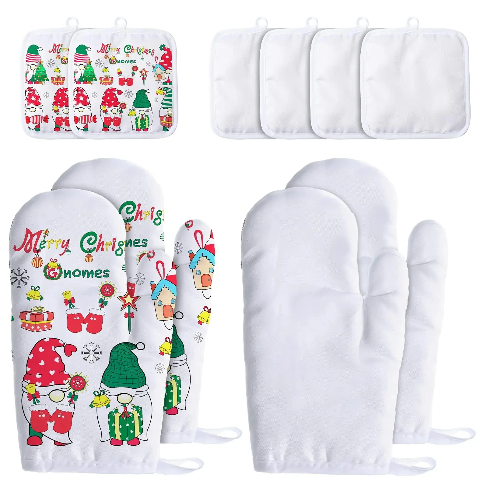 2Pcs Blank Sublimation Oven Mitts Set Heat Resistance Oven Gloves Blank Sublimation Pot Holders Kitchen Dining Room Accessories