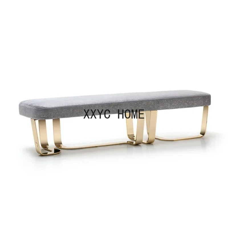 Italiaanse Licht Luxe Slaapkamer Bed End Kruk Stof Bench Deuropening Schoen Veranderende Kruk Woonkamer Bed Bank Kruk
