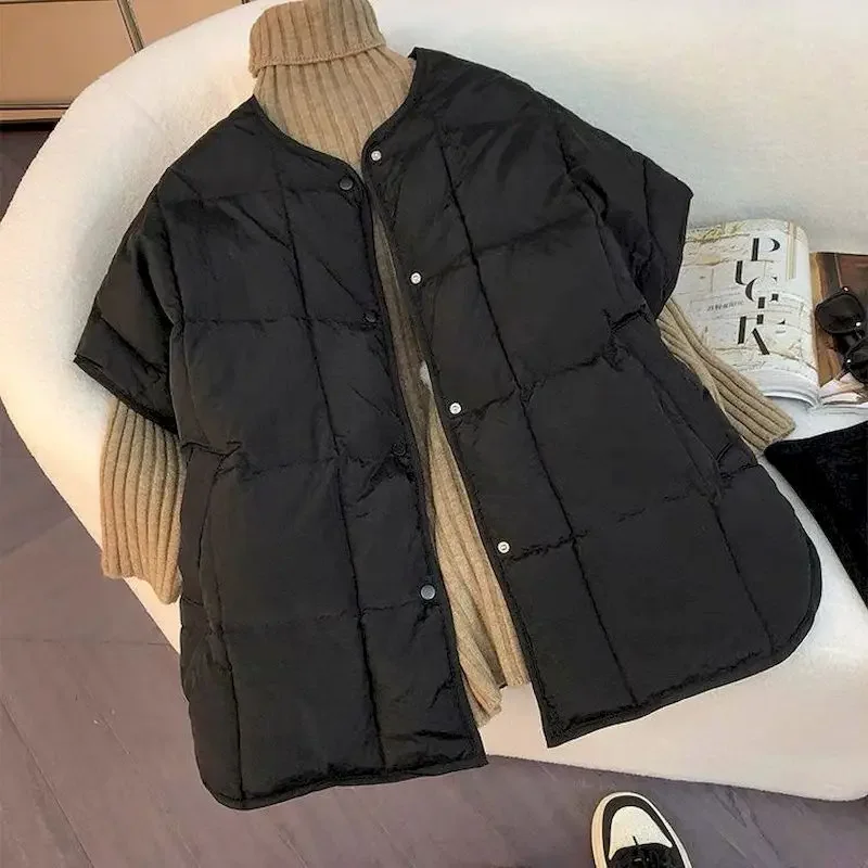 

Waistcoats for Women Vests V-neck Casual Lightweight Cotton Added Sleeveless Cardigans Vintage Quilted Jackets Loose Women Tops