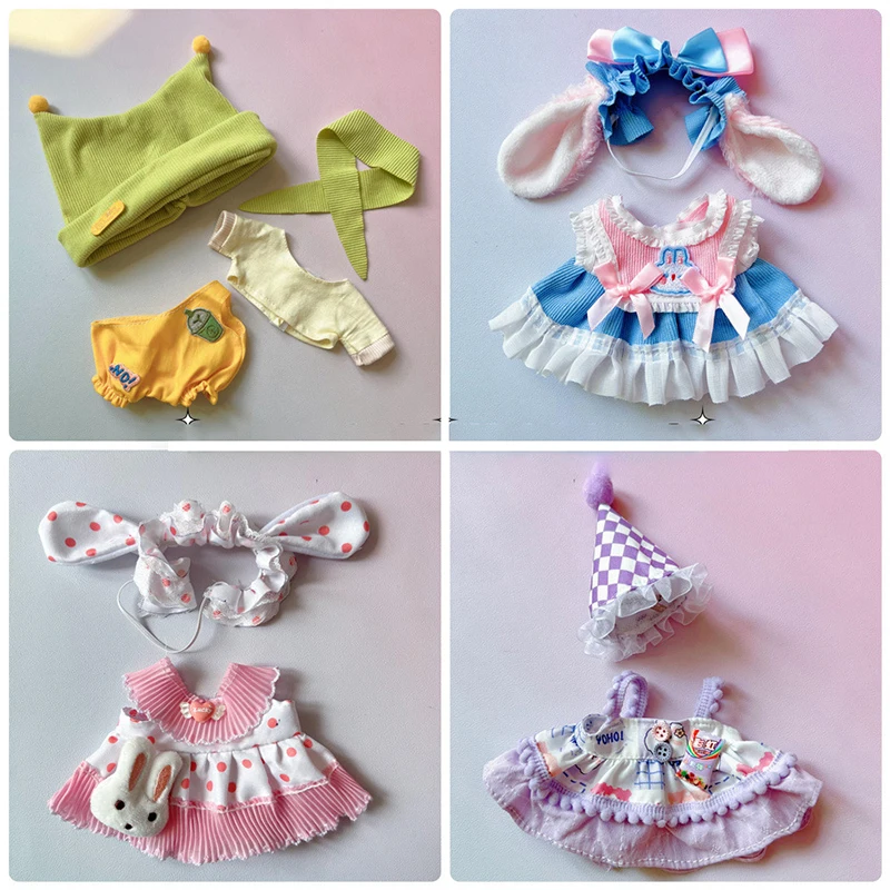 For 20cm Cotton Plush Toys Pretty Sweet Lolita Dress Clothes Dress Up Clothing Princess Skirt Cute Suit Set Girls Gift