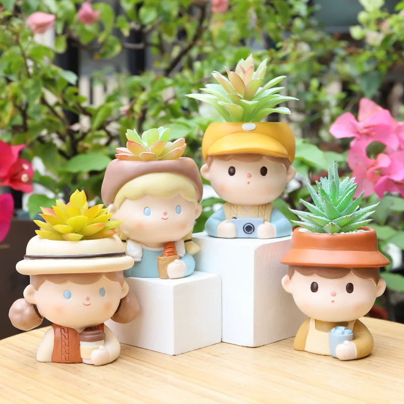 

Fashion Teenager Young Girl&Boy Garden Plant Flowerpot Tiny Table Pen Container Brush Pot Balcony Decoration Wholesale