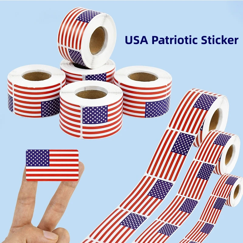 250pcs/Roll USA Patriotic Sticker American Flag Stickers DIY Party Supply Notebook Card Scrapbooking Office Stationery Sticker