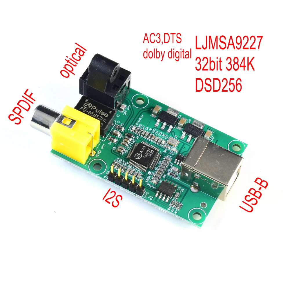 LJMSA9227 32BIT384K USB To SPDIF Optical I2S .DSD256,AC3,DTS USB Audio Streaming Controller