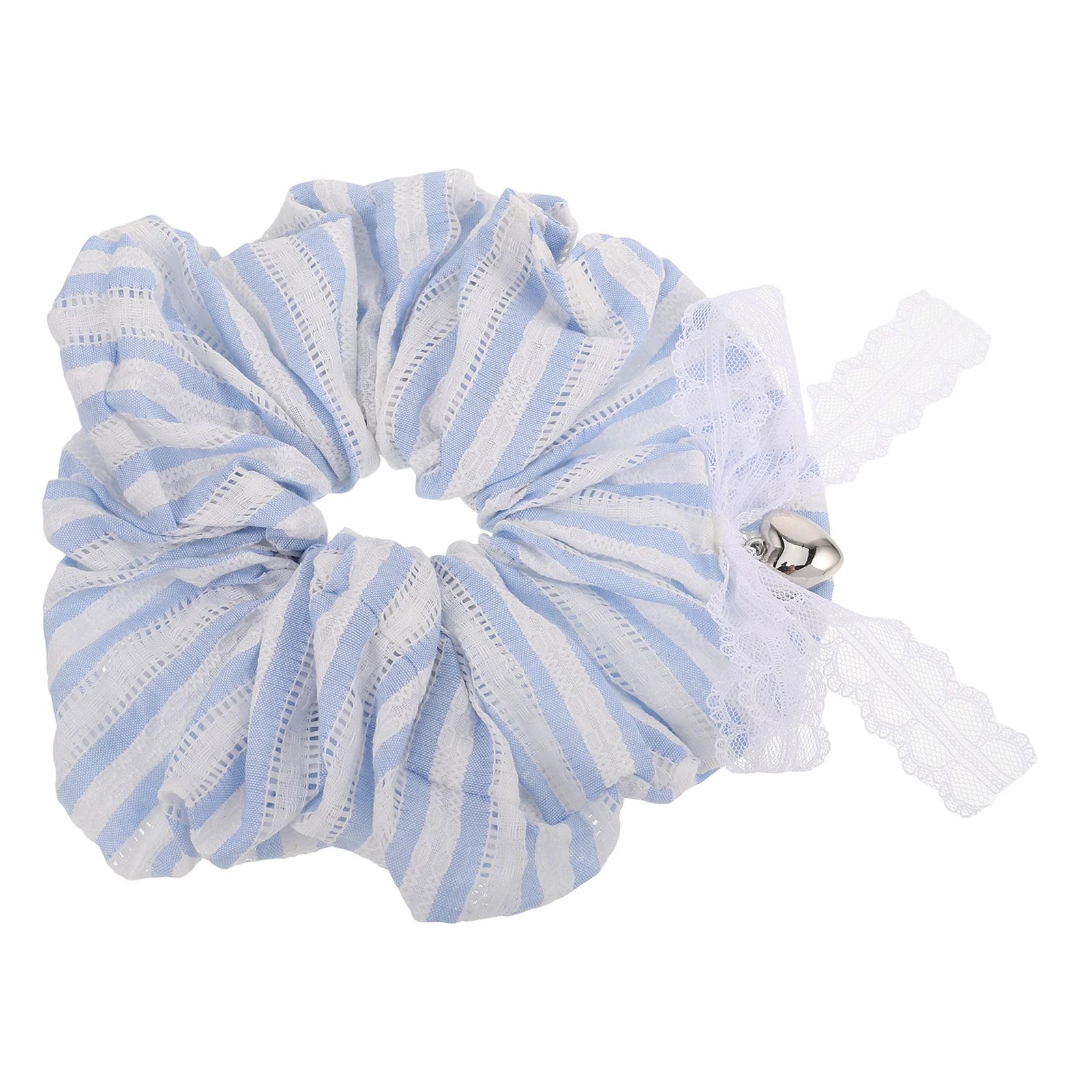 

Elegant Blue Striped Lace Tie For Women Korean Style Intestine Band Soft Scrunchies Large Stretchy Accessories For Thick Thin