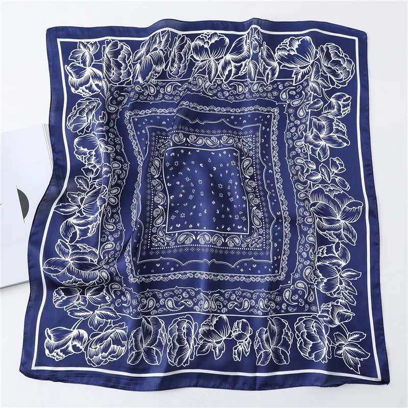 Fashion Print Silk Hairbands Scarf Women 2024 Spring New Elagant Floral Bandana Neck Kerchief Head Bands Foulard Female Scarfs