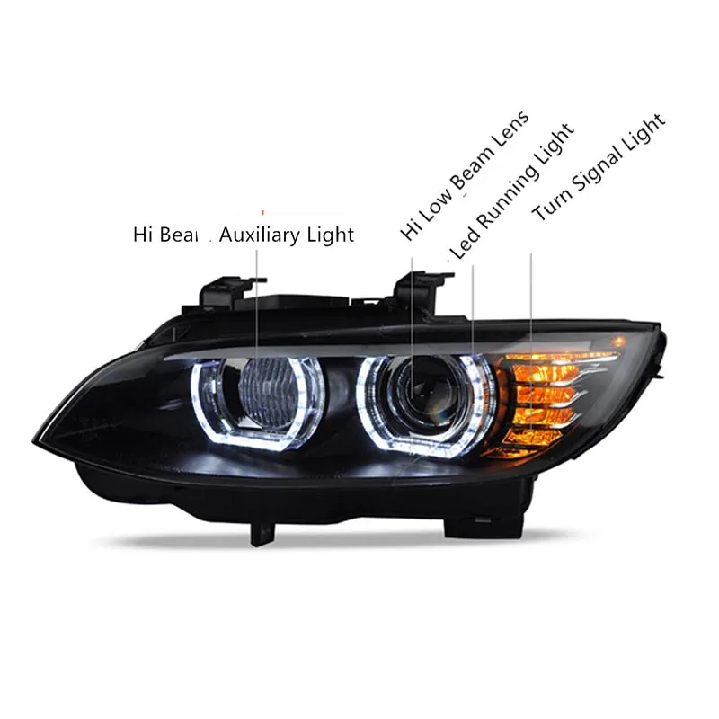 Car Styling for BMW E92 Headlights 2006-2012 E93 Headlight 330i 335i DRL Hid Head Lamp Angel Eye Bi Xenon Beam Accessories