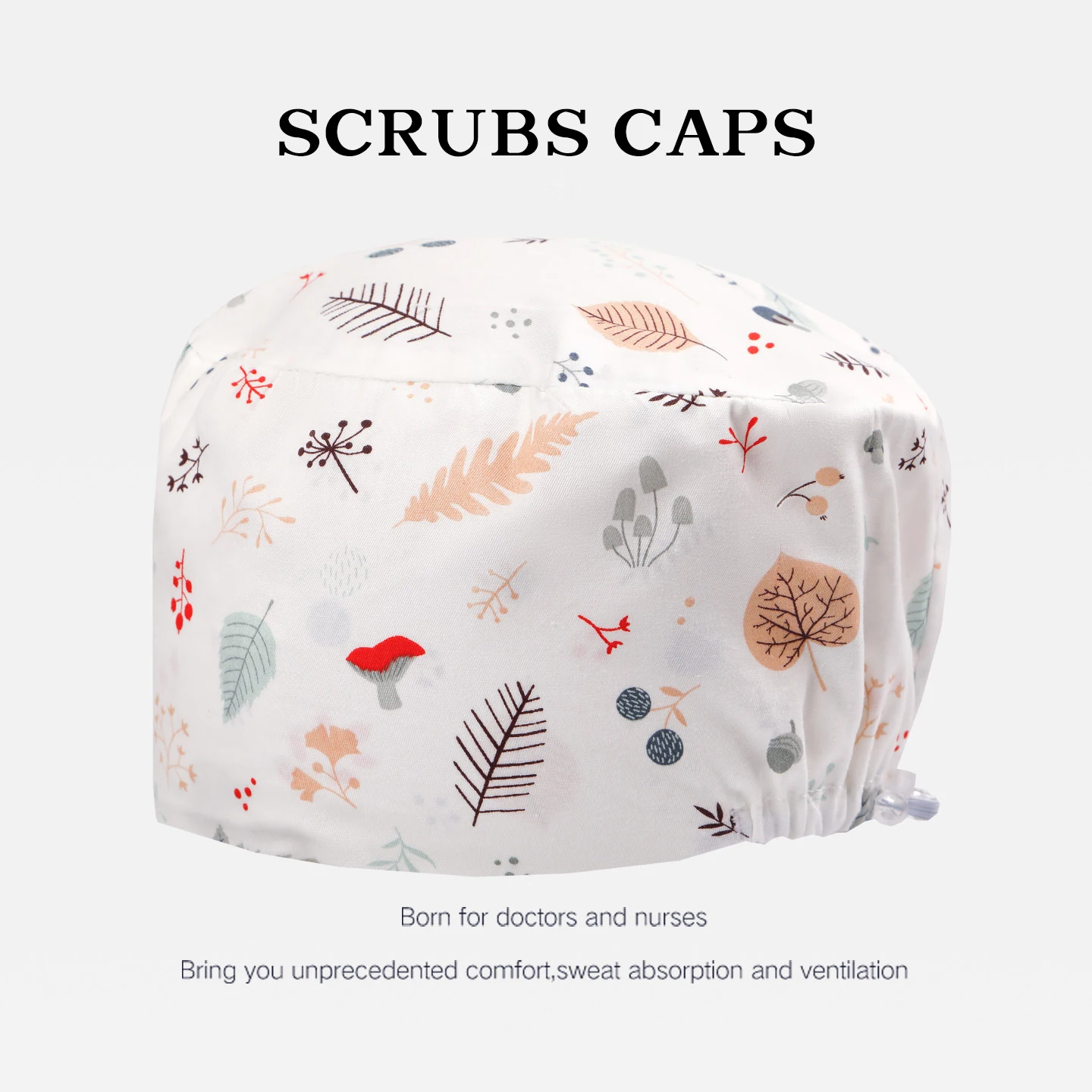 Gorros de fregado para mujer, Cordlock ajustable de pelo largo, enfermera, médico, Hospital, clínica Dental, gorros quirúrgicos médicos, tienda de mascotas, sombrero de trabajo K1228