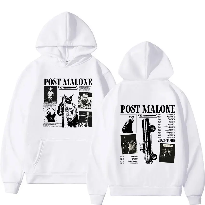 

Rapper P-Posts M-Malones Tour 2024 Album Hoodie Men's Hip Hop Fashion Pullover Sweatshirt Y2k Retro Oversized Hoodies Streetwear