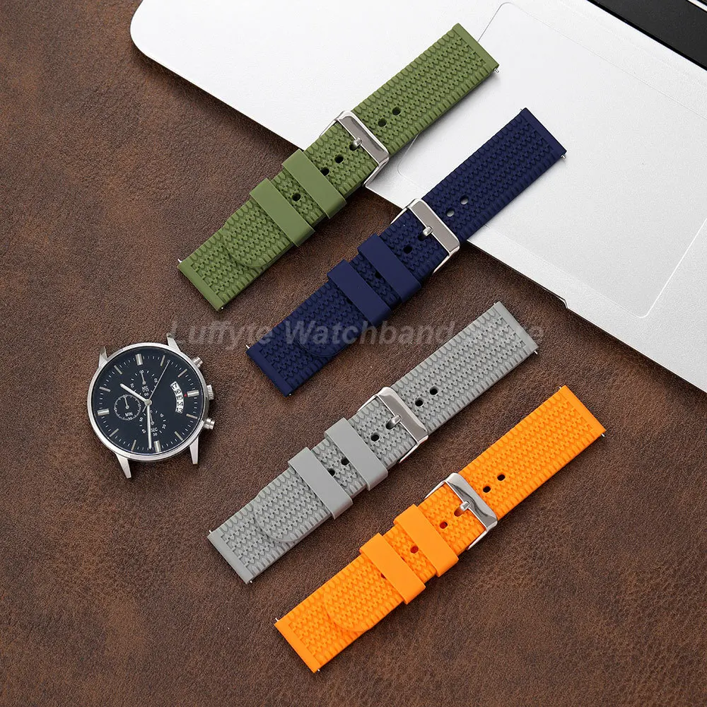 Men Women Soft Silicone Rubber Watch Band 18mm 20mm 22mm 24mm Quick Release Spring Bar Replacement Watchband Accessories