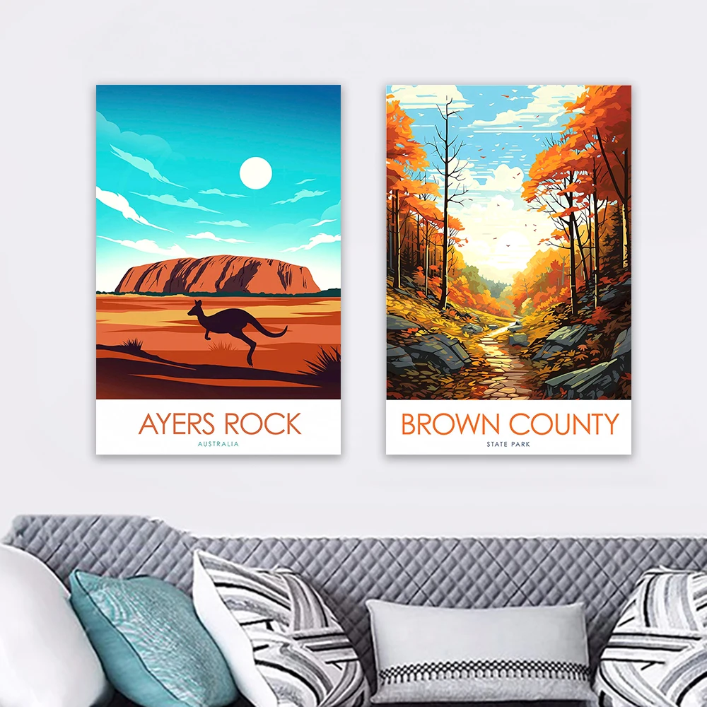 Ibiza Print Wall Art Ibiza Travel Poster Spain Wall Art Brown County Indiana Art Nashville Travel Poster Mallorca Travel Canvas