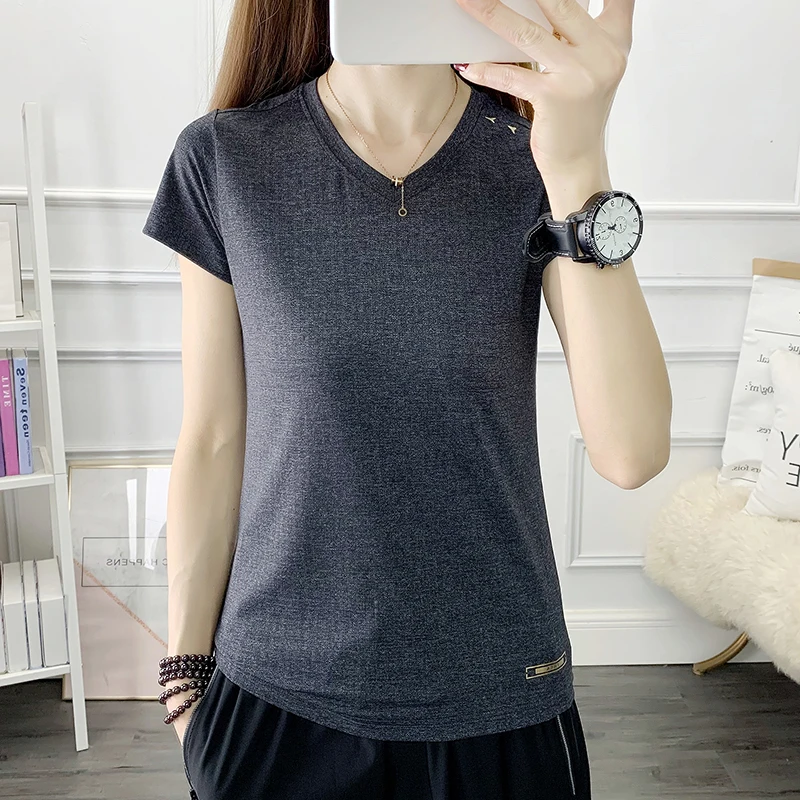 Summer Women's T-shirt Mesh Breathable Short-sleeved Ice Silk Quick-drying Tops Ladies Basic Top Casual Outdoor Sports Running