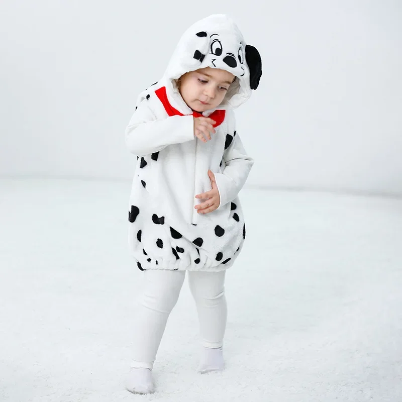 2024 Kawaii Dalmatians Baby Girl Clothes Vest Jacket Boy Outerwear Autumn Sleeveless Vest Flannel Cosplay Costume Spotted Dog