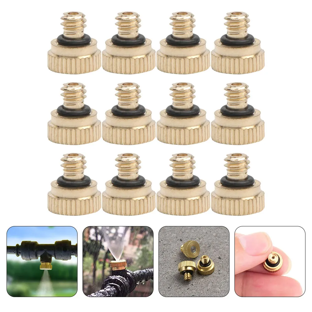 

12pcs Brass Atomizing Nozzle Low Pressure Sprayer Outdoor Mist Cooling System Copper Water Pipe Leakproof Garden Hose Sprayer