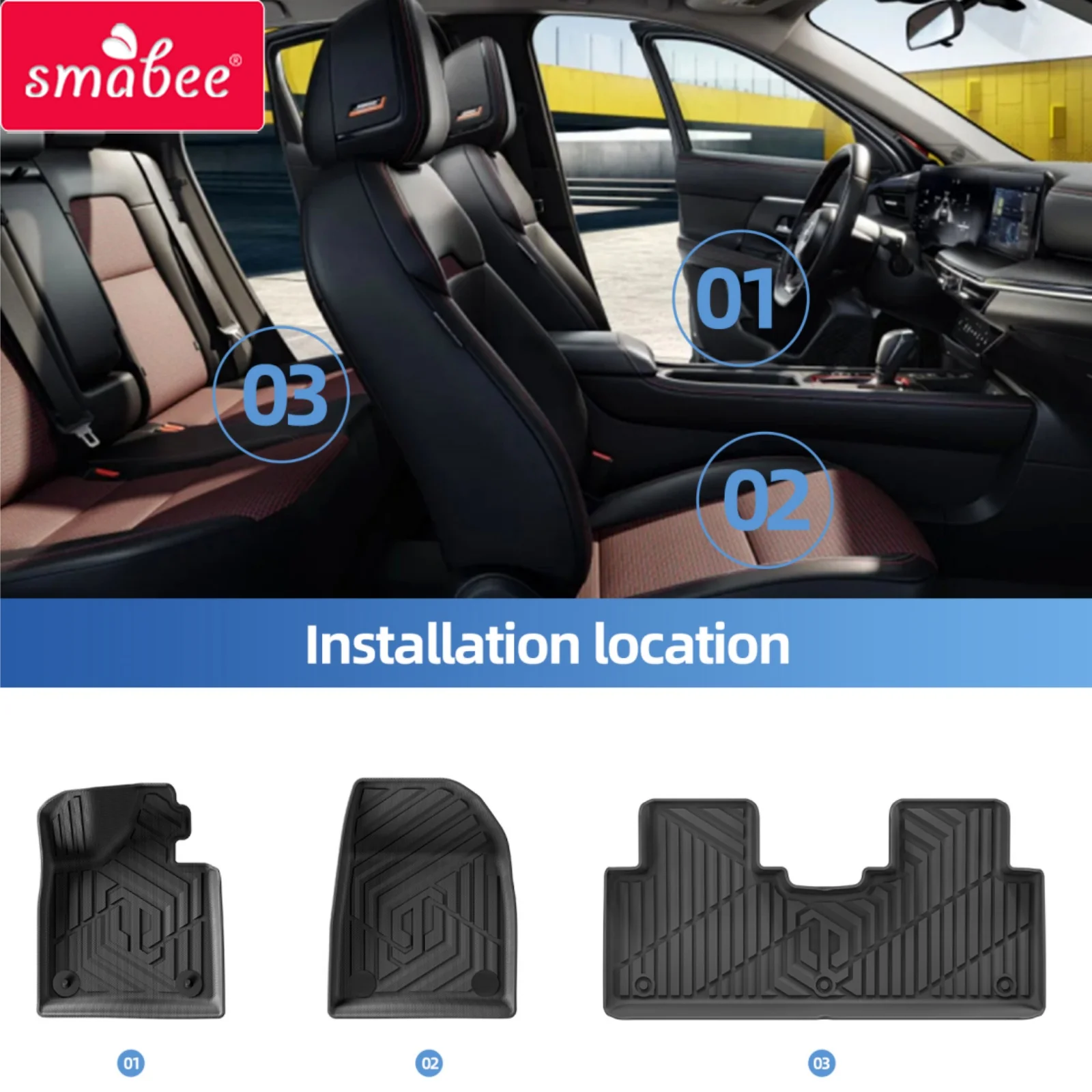 Smabee for Leapmotor C10 2024-2027 TPE Car All-Weather Floor Mats Cargo Liner Trunk Backrest Pad Accessories Black