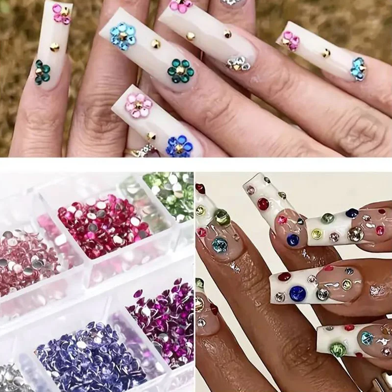 キット 3 ラインストーン ネイル アート ボックス カラフルなシルバー ストーン + ラインストーン ペン