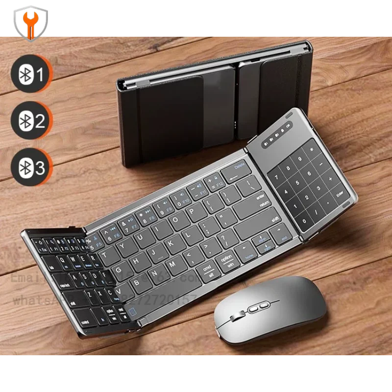 Triple Folding Keyboard Wireless Bluetooth Foldable Keyboard Suitable for Desktop Computers Notebook Kits