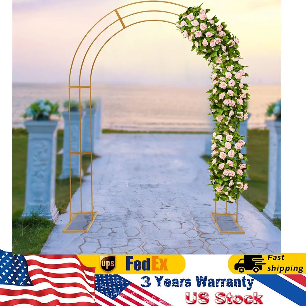 

8.53Ft Metal Wedding Garden Arch Trellis Heavy Duty Backdrop Balloon Archway Decoration Stand with Sturdy Base Gold