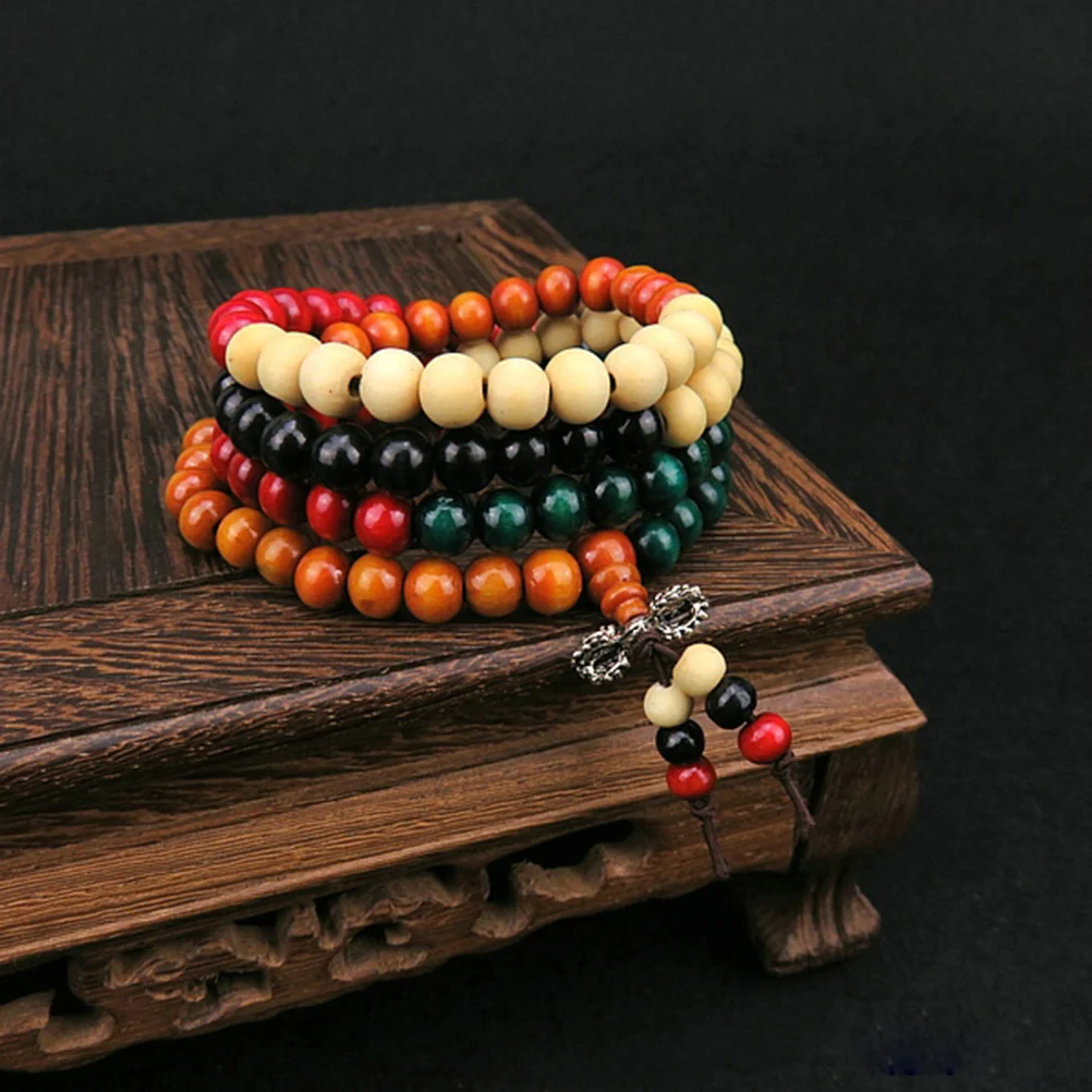 3 Pcs Prayer Bracelet Beads Buddha Small Leaf Rosewood Wooden Bracelets