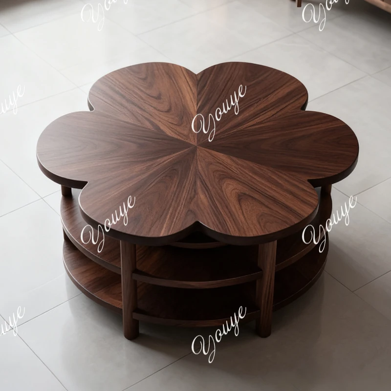 

New Chinese style all solid wood coffee table simple modern flower design coffee table Nordic home living room tea table