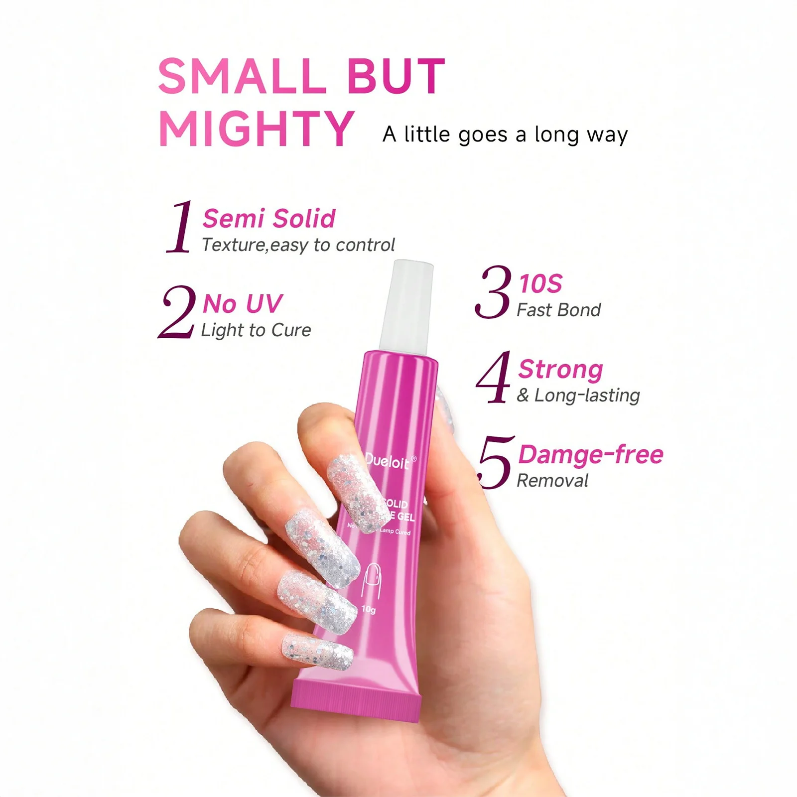 1/2 قطعة غراء أظافر سريع الجفاف 3 في 1 جل للضغط على الأظافر وملحقات الأكريليك لاصق قوي طرف واضح UV جل لا حاجة للعلاج