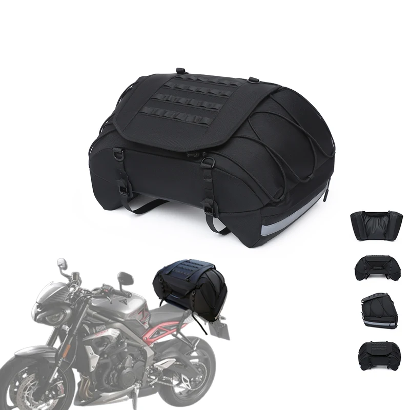 

Universal can be extended 30L-38L Motorcycle Electric motorcycle Rear seat bag handbag toolkit Reflective waterproof travel bag