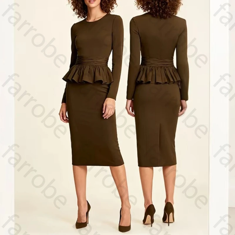 Seksowne sukienki wieczorowe z dekoltem typu O i długim rękawem, eleganckie sukienki celebrytek, wykwintne, wysokiej jakości suknie balowe dla kobiet, szyte na miarę.