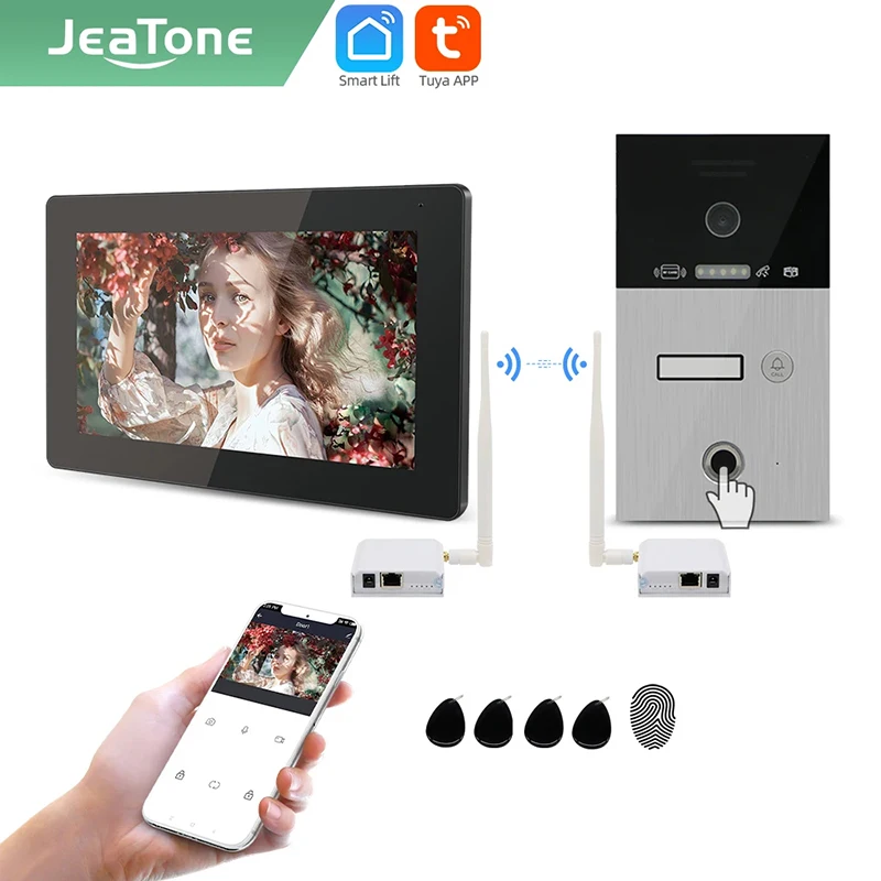 jeatone smart home eye door camera video porteiro intercom campainha kit wireless wifi sistema de controle de acesso tuya 7 01