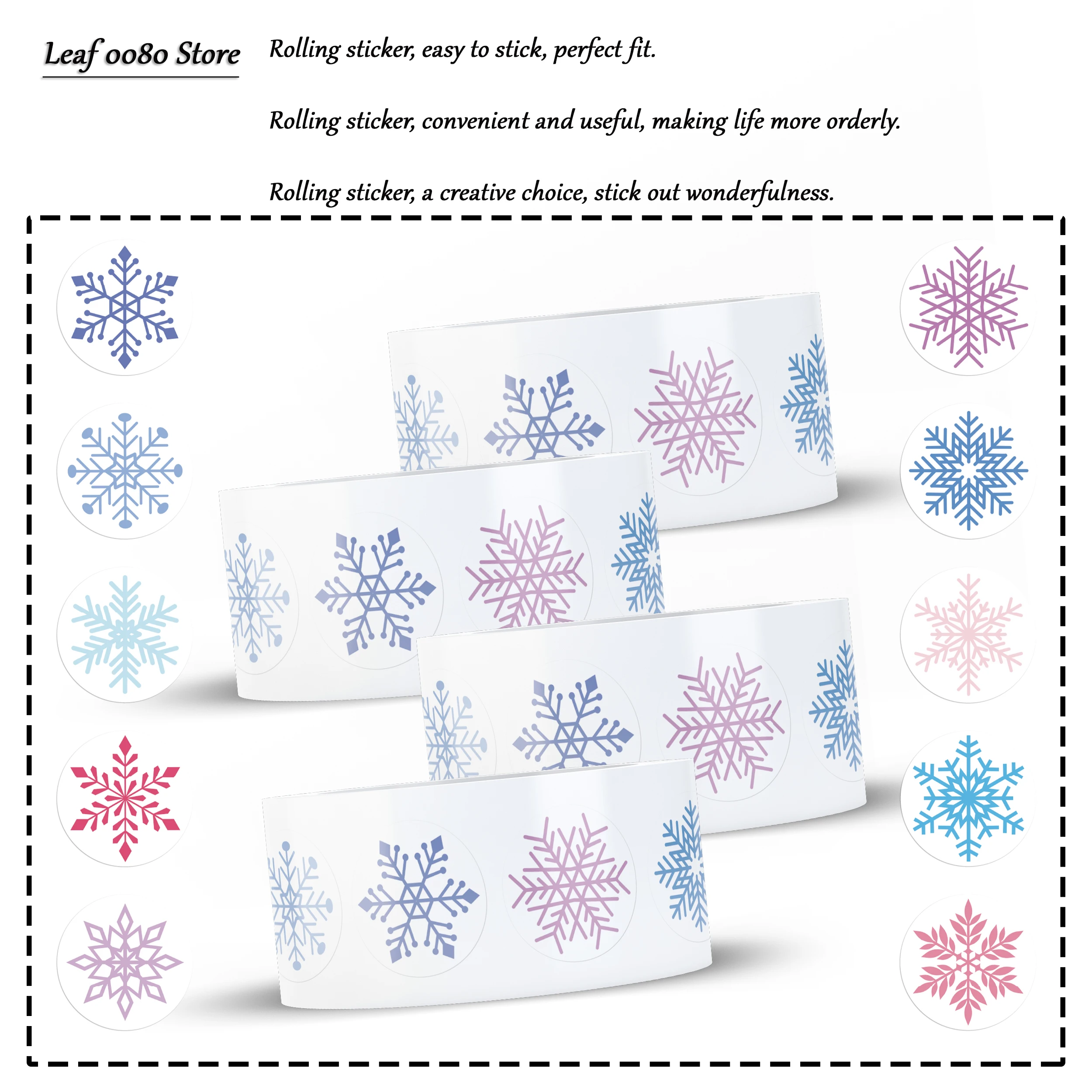 

500PCS Snowflake Roll Stickers INS Style Decorate Decals For Hand Account Laptop iPad Guitar Scrapbook Cartoon Graffiti Stickers