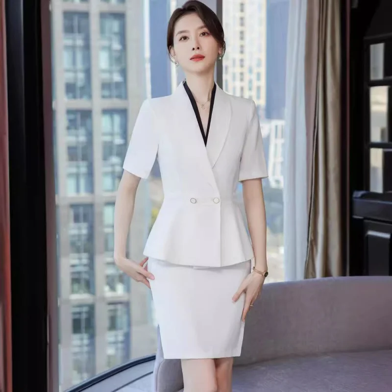 High-End Summer Short Sleeve Suit Business Suit Female Hotel Manager Beautician Tooling Gold Store Jewelry Shop Workwear