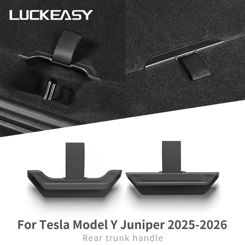 LUCKEASY for Tesla Model Y Juniper 2025 2026 Rear Trunk Lid Pull Strap Drawstring Rope Open Cover Handle Organizer Accessories