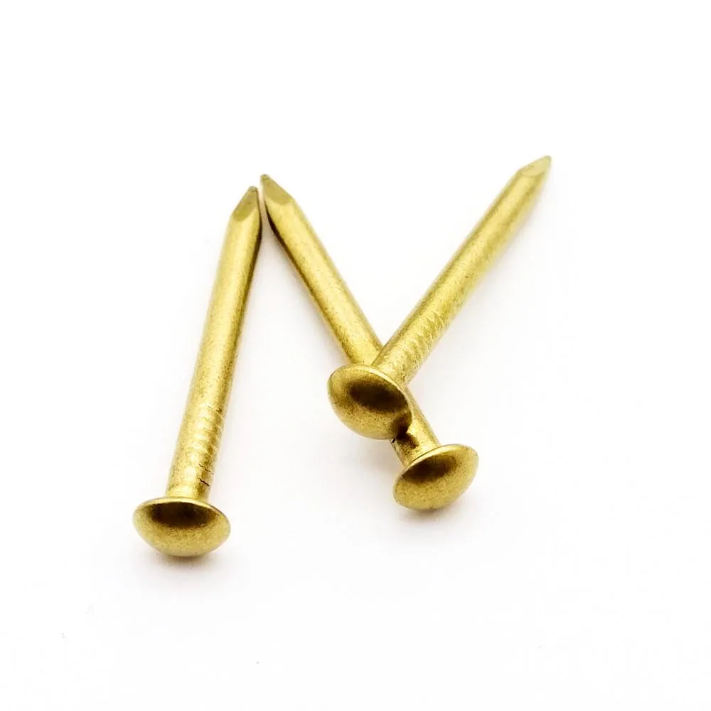 

10/100pcs Golden Dia 1.2 1.5 2 2.8mm Pure Copper Small Mini Round Head Nail for Furniture Hinge Drum Jewelry Box Length= 8–50mm