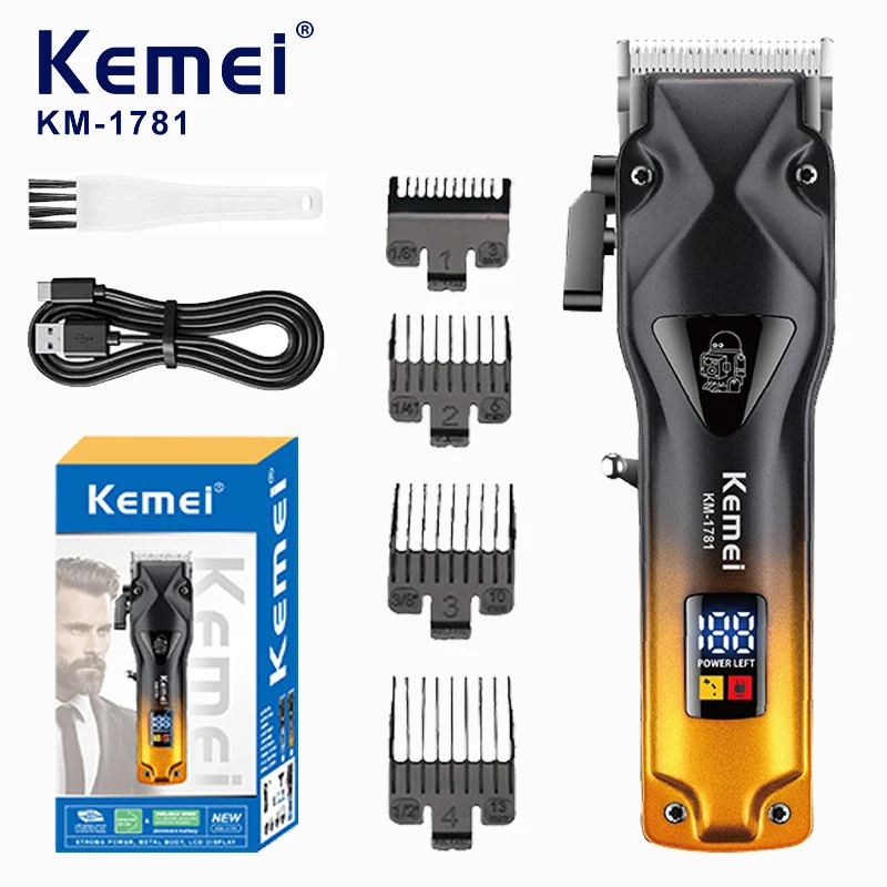 

Kemei 1781 Electric Hair Clippers Hairdressing Men USB Rechargeable Professional Wireless Barber Hair Trimmers Cutting Machine