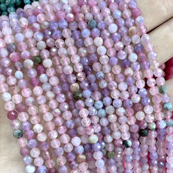 2 3 4MM Faceted Natural Plum Blossom Tourmaline Spacer Round Beads For Jewelry Making Diy Bracelet Earrings Accessories