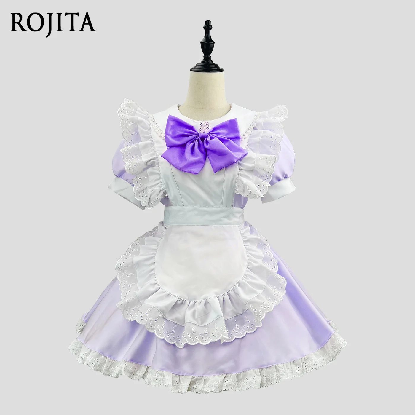 

2025 Summer New Japanese Cute Style Cosplay Maid Costume Maid Anime Purple Bow Doll Collar Lolita Dress Women