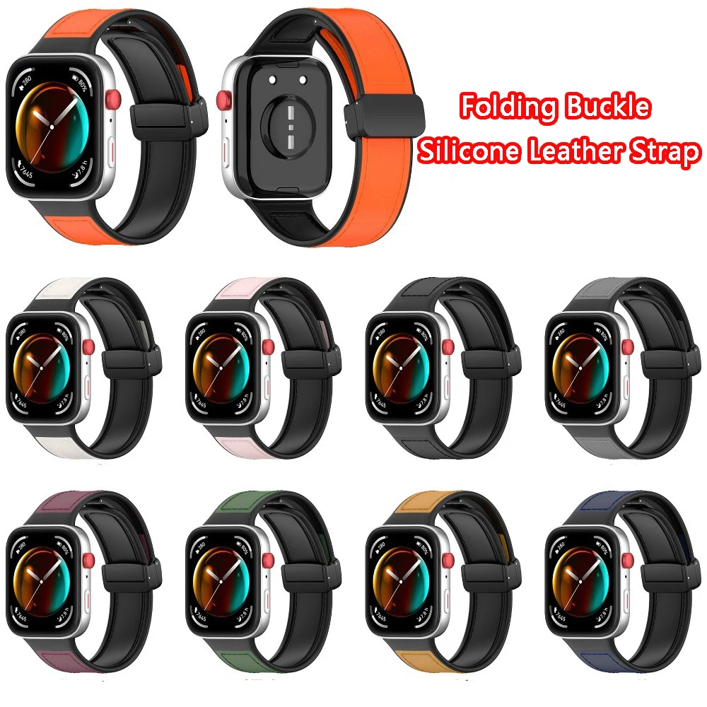 منتج جديد مناسب لساعة Huawei Watch Fit3، حزام جلدي من السيليكون الناعم، إبزيم مغناطيسي، سوار بديل ذكي