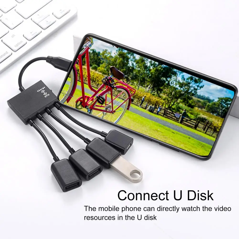 Compact  Adapter Cable Solid Color Mini Charging Adapter Micro-USB PVC Converter Wire for Laptop